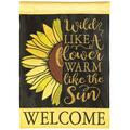 Recinto 13 x 18 in. Sunflower Welcome Wild Like Flag Burlap Garden Flag RE3463881
